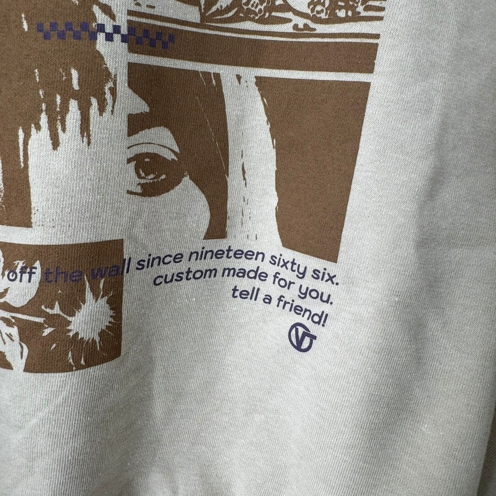 Vans Sliced Retro Crew Sweatshirt Pullover Womens XL Oatmeal Beige Graphic NEW - Picture 3 of 8